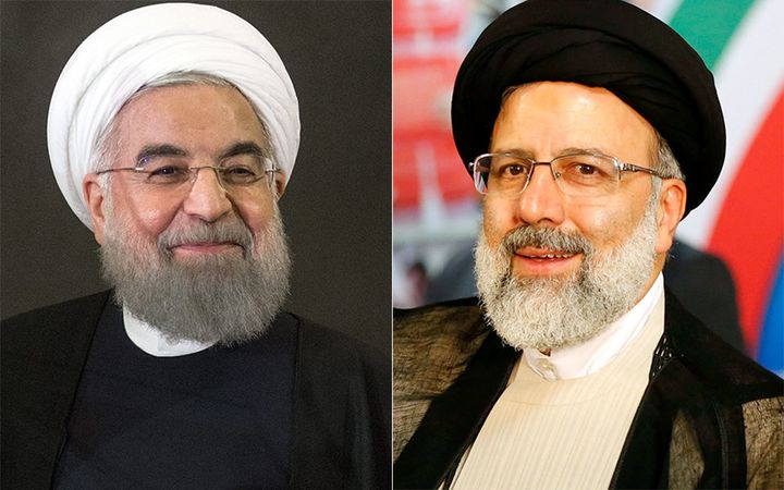 Iranian President Hassan Rouhani (left) goes before the voters on May 19. His main rival for re-election is hardline cleric Ebrahim Raisi.