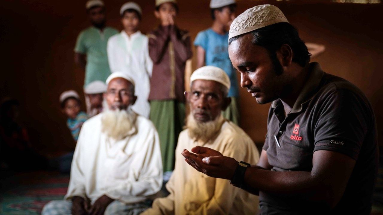 Nur Kabir takes a break from his work as a doctor to pray. The Rohingya are a Muslim ethnic minority group in Myanmar, which is nearly 90 percent Buddhist.