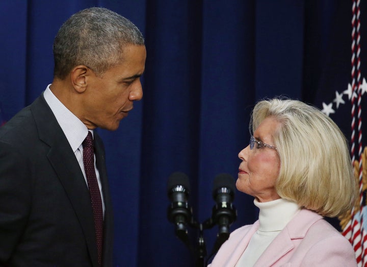 Pres. Obama and Lilly Ledbetter at the White House last year on the 7th anniversary of the Lilly Ledbetter Fair Pay Act