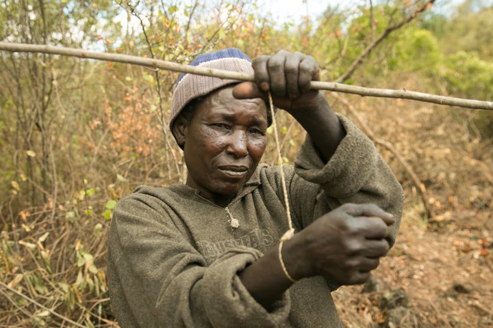 Hellen Ruttoh Tarko shows how she catches rock hyraxes, small mammals that she eats for dinner once a week with her family.