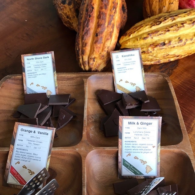 A sampling of chocolate at Lonohana’s small production facility, located in an old industrial district in Honolulu that is s