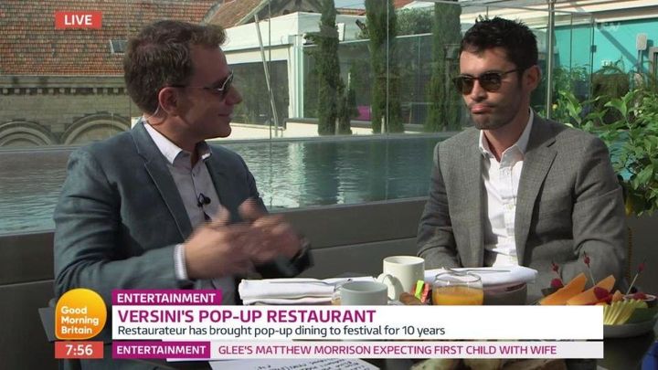 Richard Arnold (left) was interviewing Jean Bernard Fernandez-Versini live from Cannes.