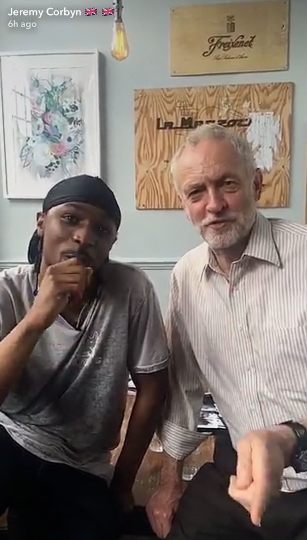 Corbyn talks politics with Grime artist JME on his Snapchat