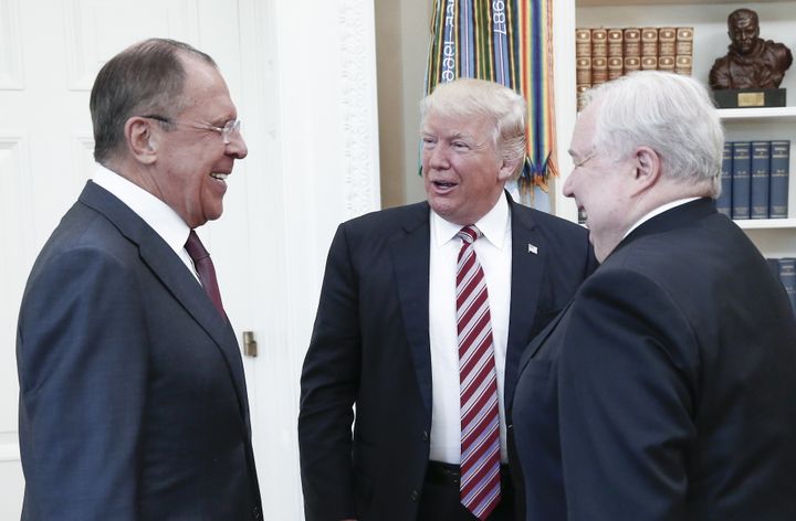 Russia's Foreign Minister Sergei Lavrov, US President Donald Trump, and Russian Ambassador to the United States Sergei Kislyak (L-R) last week at the White House.