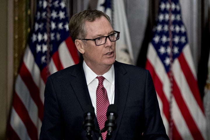 U.S. Trade Representative Robert Lighthizer speaks after being sworn in on Monday. He notified Congress of the administration