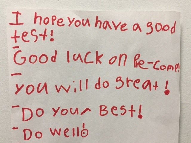 In February, BASIS students created signs to wish their older peers good luck on their exams.