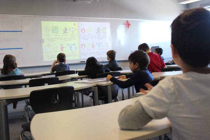 Elementary students at BASIS learn a song as part of their Mandarin lessons.