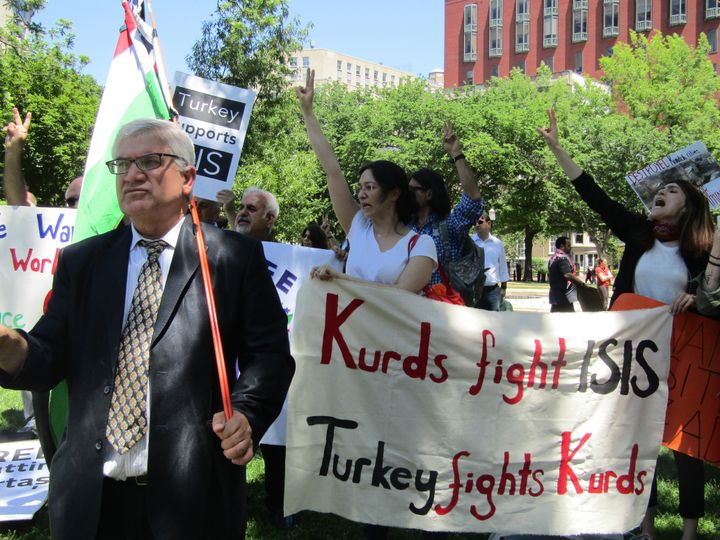 Protesters objecting to Pres. Erdogan’s draconian policies let their passions be heard in Lafayette Park.
