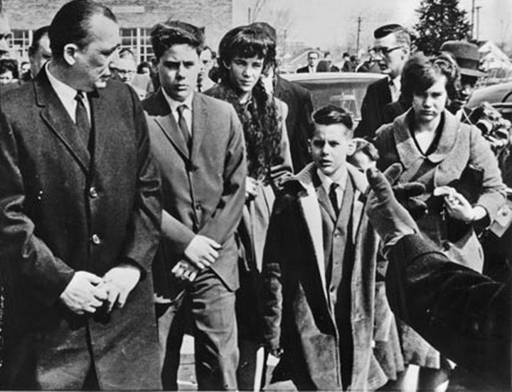 Anthony Liuzzo, Sr. with son Tommy at wife’s Viola Liuzzo’s funeral.