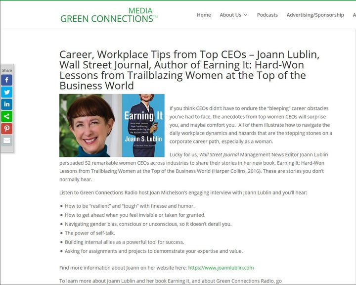 GreenConnectionsRadio.com, Joann Lublin page