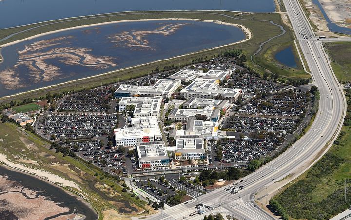 The Facebook campus is shown in this aerial photo in Menlo Park.
