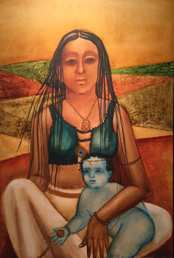 <p>Yashoda with baby Krishna</p>