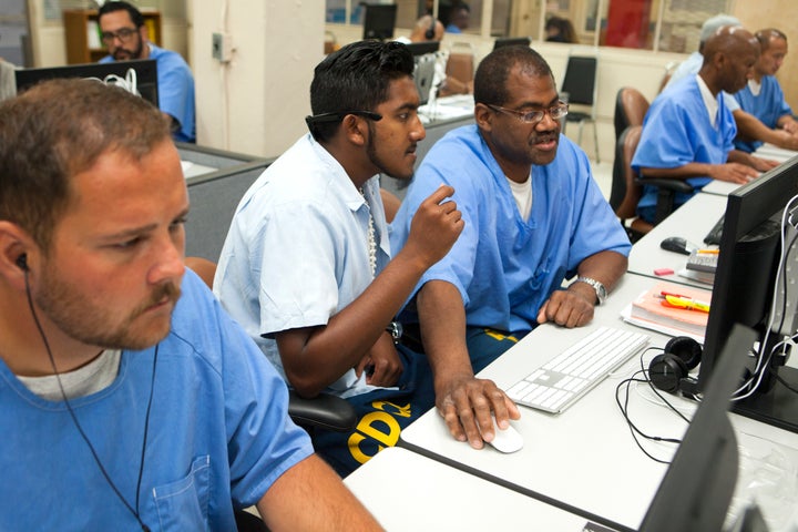 Inmates serving time at San Quentin prison learn how to code as part of The Last Mile program. Inmates learning a skill helps ensure they will have well-paid jobs when they are released.