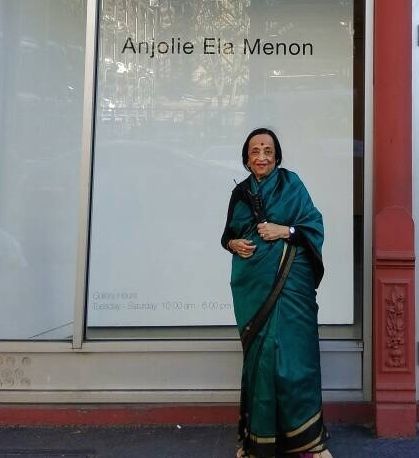 Anjolie Ela Menon outside Aicon Gallery
