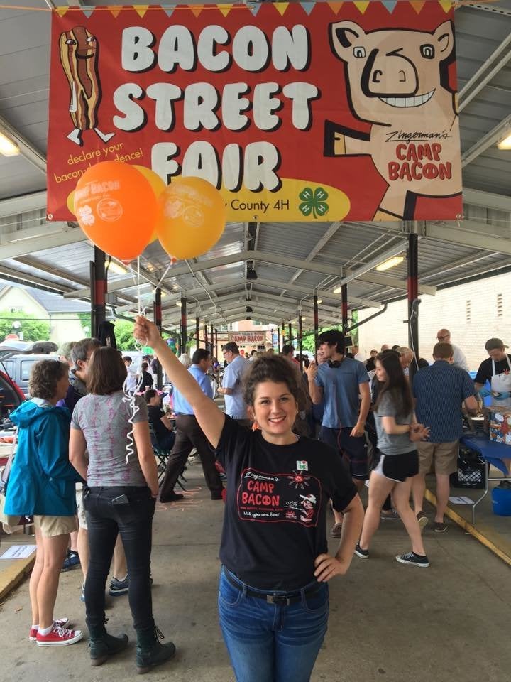 The Camp Bacon Street Fair features bacon samples and bacon-based carnival games.