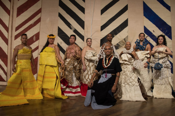 MARQUES HANALEI MARZAN (b. 1979); ʻAʻahu kino lau, opening night performance and fashion show on March 8, 2017; textile, cord