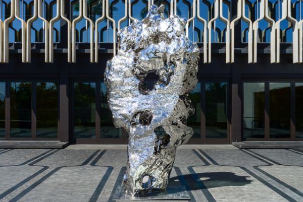 ZHAN WANG (b. 1962); Artificial Rock No.131; 2007; stainless steel; 435 x 245 x 160 cm; 171 x 96 x 63 in; edition 3/4; courtesy of Howard Hughes Corporation, Long March Space, Beijing China and the artist