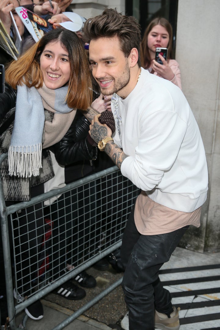 Liam Payne leaving BBC Radio Two studios this week.