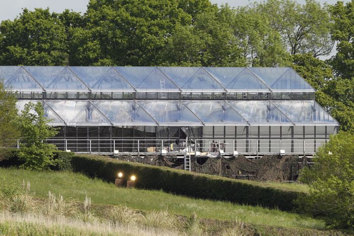 The glass marquee which will be used for the wedding reception of Middleton and Matthews