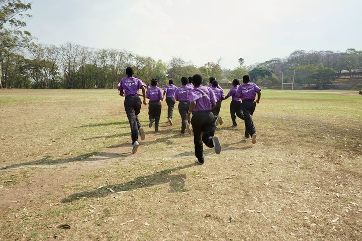 The girls run during a training session, Malawian U19 Women’s Cricket Team, Blantyre, Malawi, 2016.