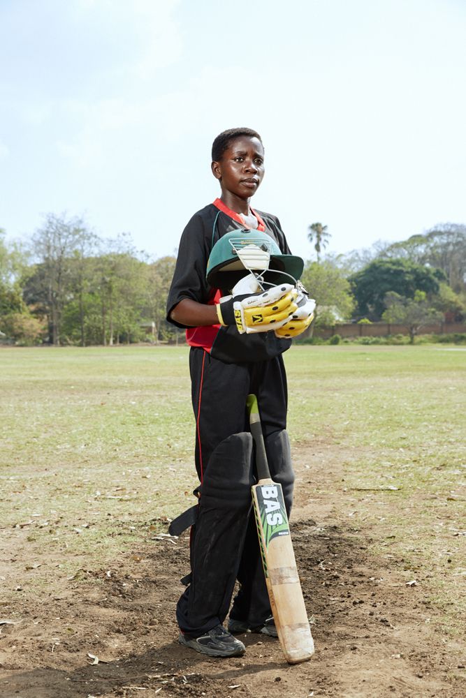 Tadala, batsman, Malawian U19 Women’s Cricket Team, Blantyre, Malawi, 2016.