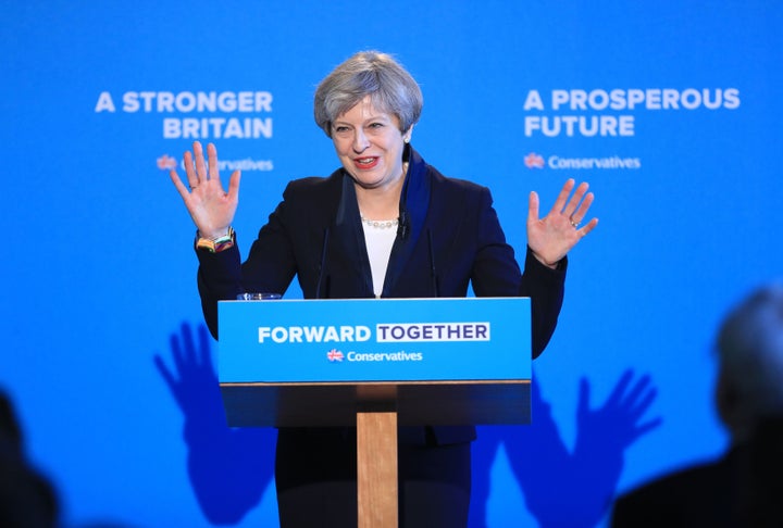 Theresa May launching her manifesto in Halifax.