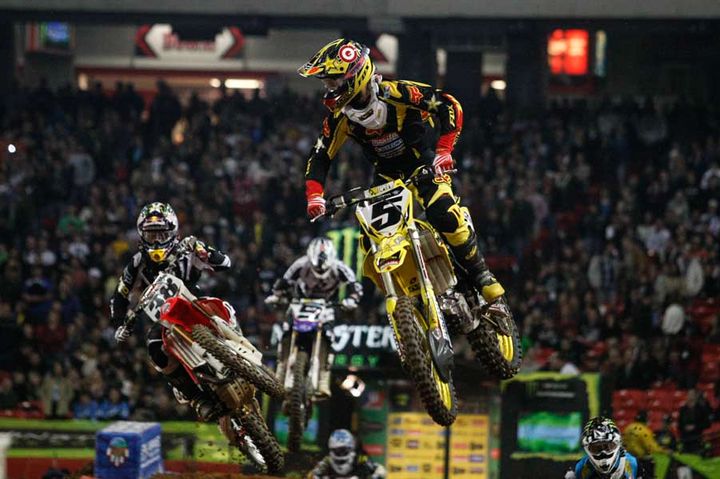 Dungey checks his six o’clock while mid-flight at the 2010 Atlanta Supercross, which he would later go onto win. Ryan would win six main events in his 450 rookie season on his way to capturing the title.