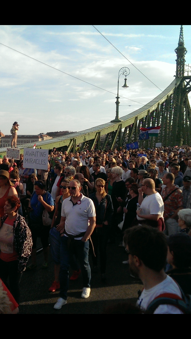 Budapest protestors this afternoon.