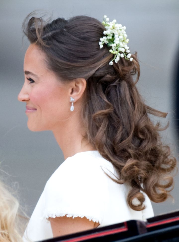 Pippa Middleton wears the Robinson Pelham earrings for the marriage of Their Royal Highnesses Prince William Duke of Cambridge and Catherine Duchess of Cambridge at Westminster Abbey on 29 April 2011 in London, England.