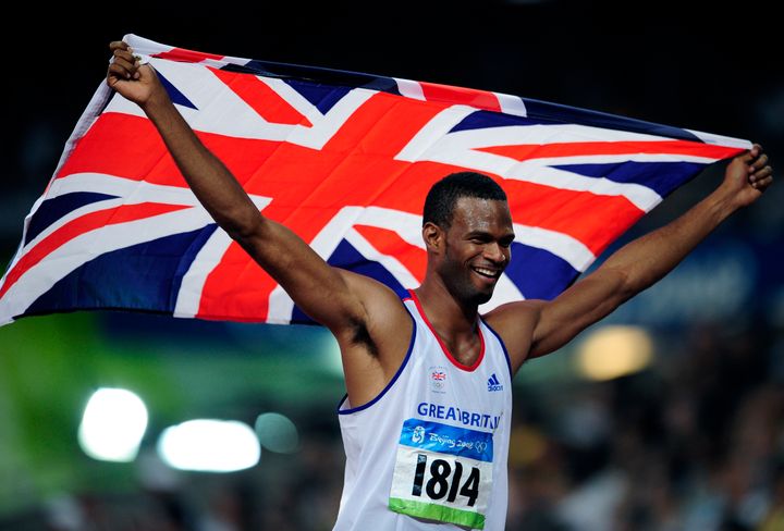 Mason celebrates after winning silver for Team GB at the Beijing 2008 Olympic Games