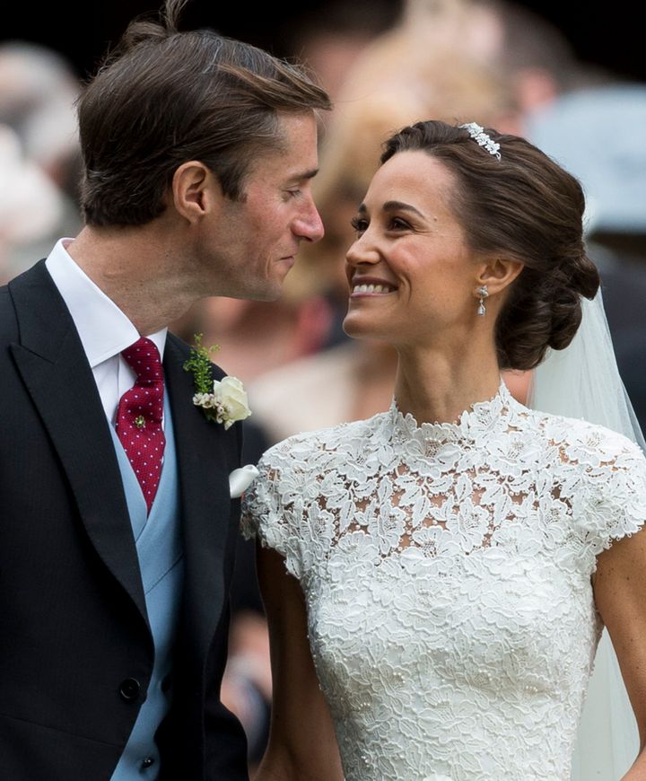 Pippa Middleton and James Matthews after their wedding at St Mark's Church on 20 May 2017 in Englefield Green, England. 