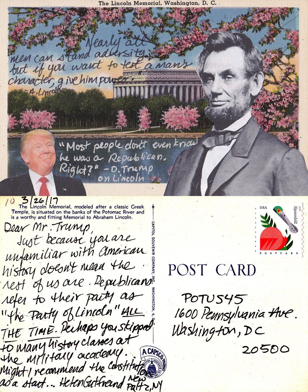 Helen Gutfreund, "Postcards from the Resistance: Political Action for Introverts." Collage on historic postcards.