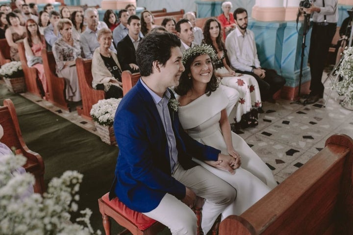 Rebeca and Renato during the ceremony.