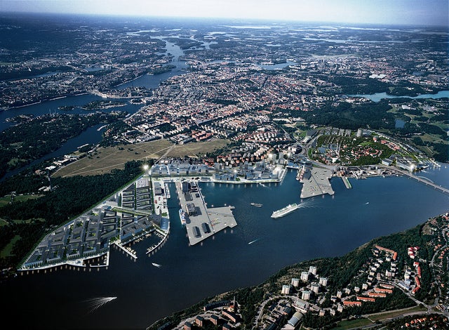 A rendering of the vision for the Stockholm Royal Seaport in 2030. 