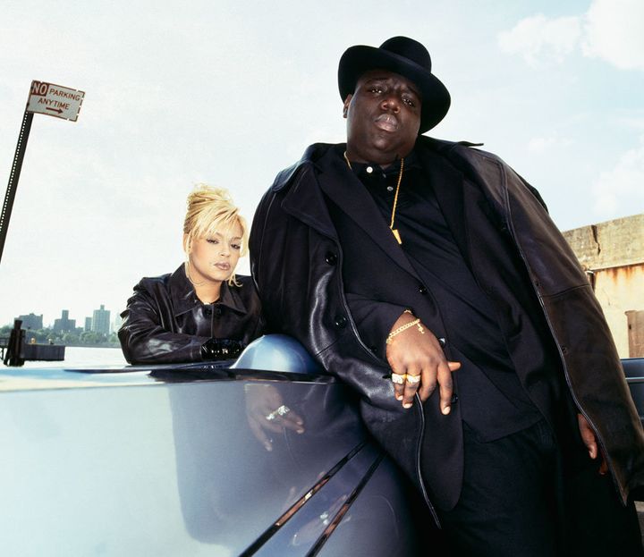 Faith Evans and The Notorious B.I.G. on the set of a 1994 magazine shoot.