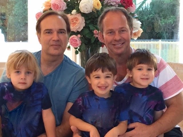 Grant Morse with his husband, their 5-year-old daughter and 3-year-old twin sons. Morse says the family was denied Southwest's "family boarding" while traveling with their grandmother this weekend.