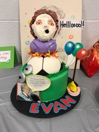The cake was Evan's favorite part of the party.