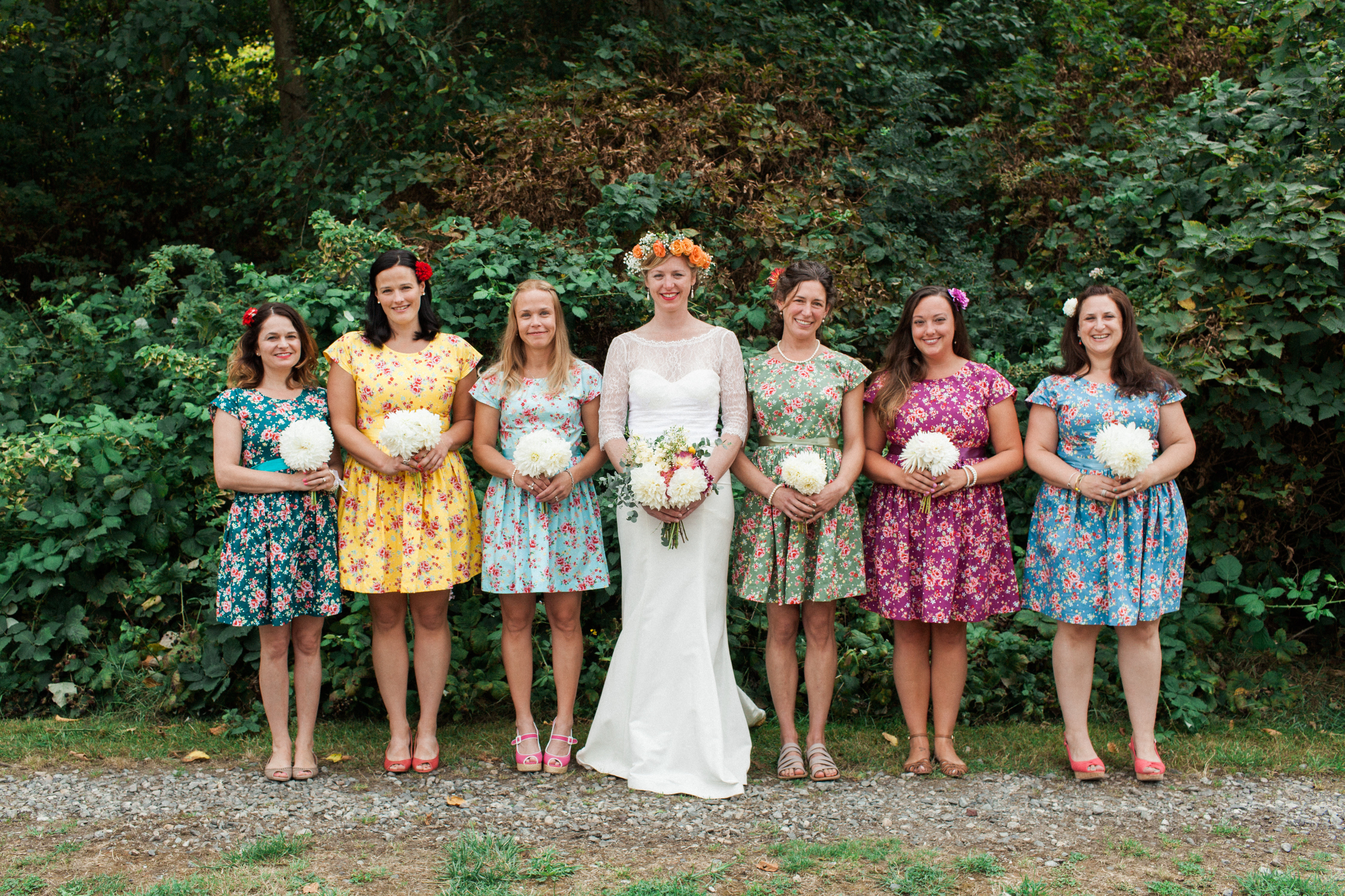 Mismatched Floral Bridesmaid Dresses