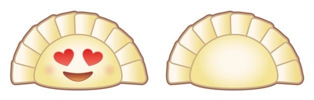 Lu’s first two designs of the dumpling emoji 