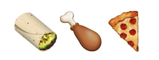 Emoji foods are often depicted at a 45-degree angle.