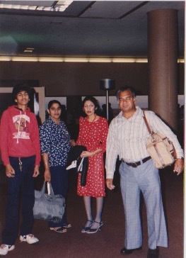 Pictured is Chahal’s father, with his father’s sister, aunt, and uncle in an airport in San Francisco, CA. 