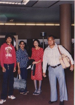 Pictured is Chahal’s father, with his father’s sister, aunt, and uncle in an airport in San Francisco, CA.
