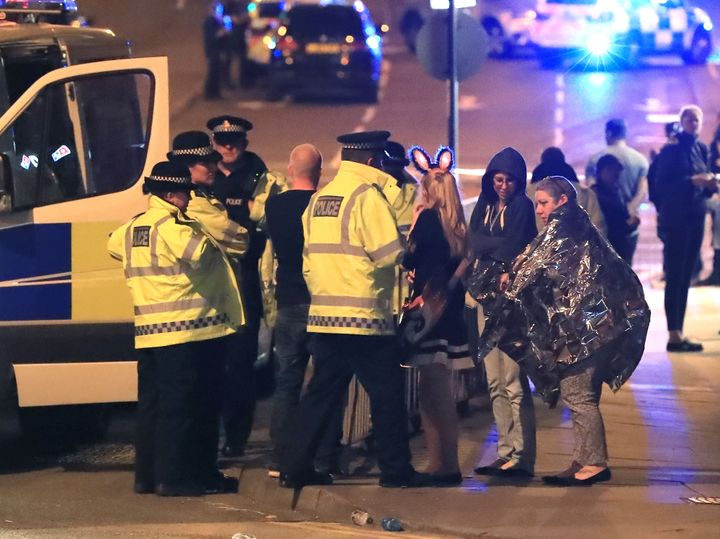 Emergency services at Manchester Arena after the explosion