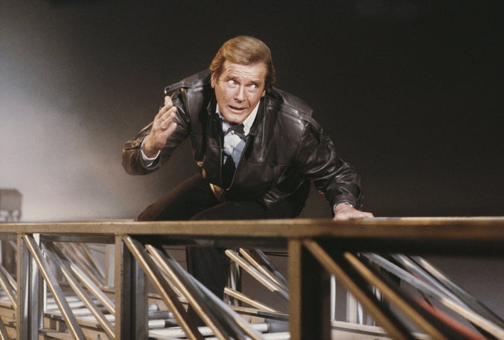 Roger Moore in a publicity still for "A View to Kill" in 1984.