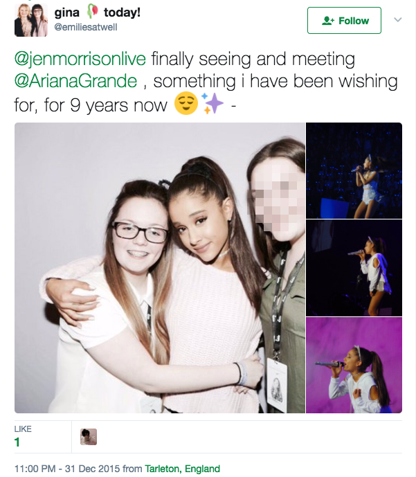 Georgina Callander met singer Ariana Grande in 2015 