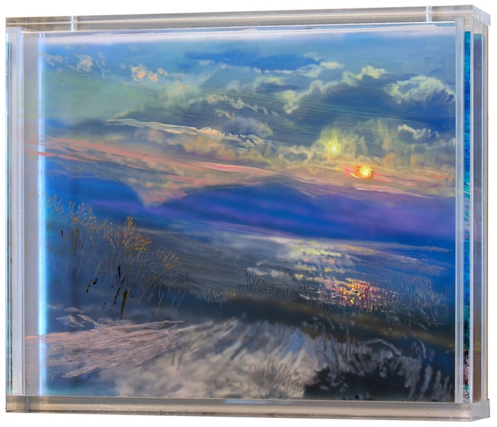  Martin Weinstein, Kenoten, 2 Winter Sunsets (2017), acrylic on multiple acrylic sheets, 11 x 14 inches