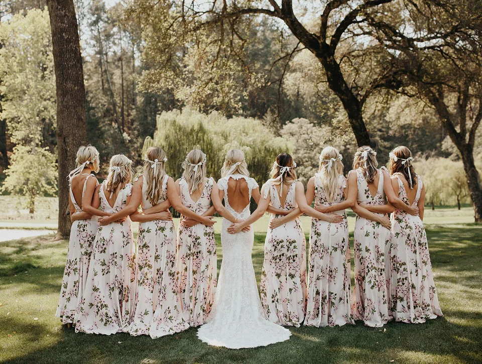 Printed bridesmaid dresses online