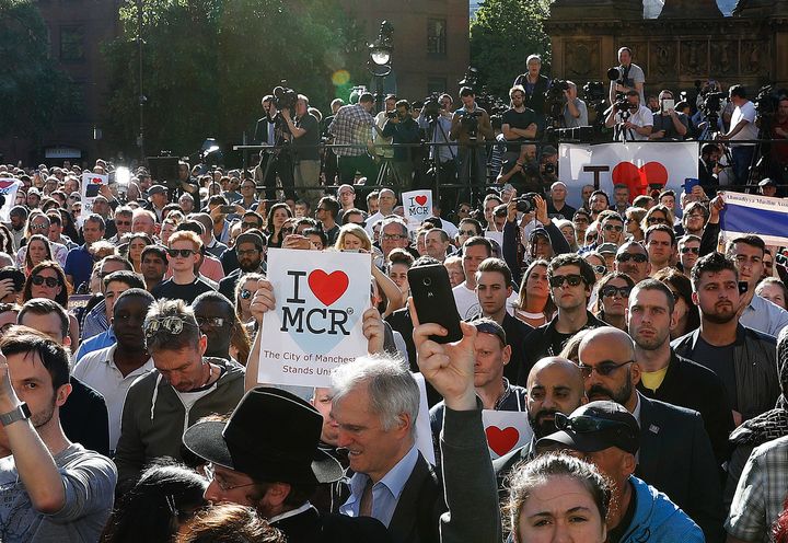 A vigil was held in Manchester on Tuesday evening.