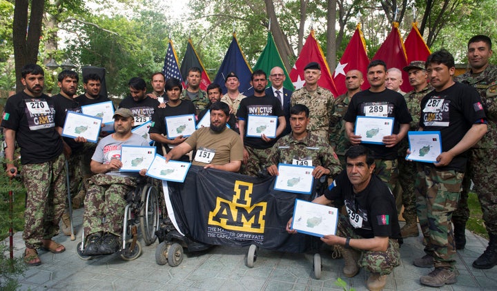 Wounded Afghan army competitors who were selected to represent Afghanistan at Invictus Games Toronto 2017 this summer with 17 other nations. 