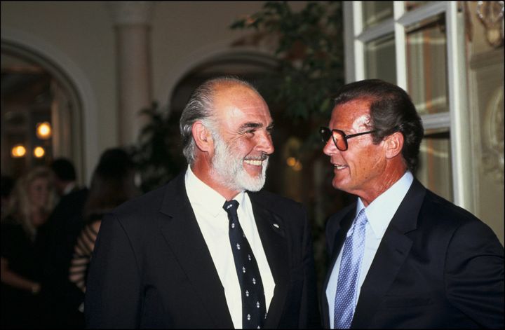 Sean Connery and Roger Moore at a golf tournament in 1991